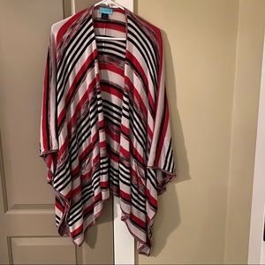 Stacia Striped Open Poncho One Size